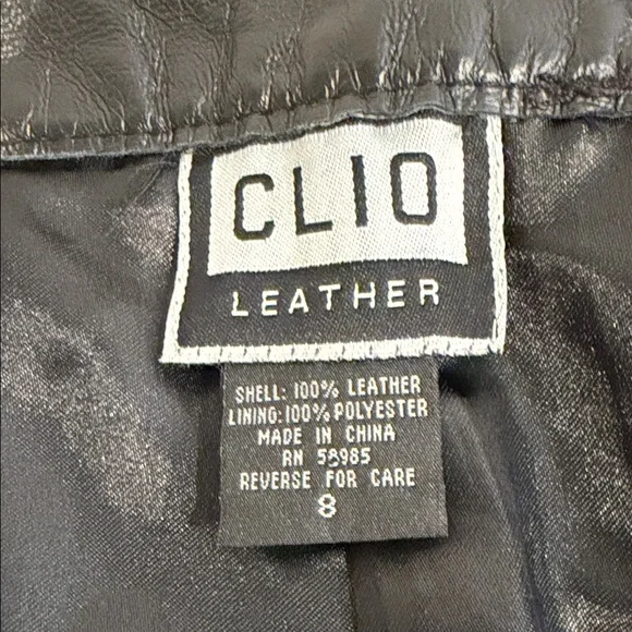 CLIO 100% Genuine Leather Straight-Leg Trousers Fully Lined | Size 8 (M-L) EUC - Picture 9 of 10